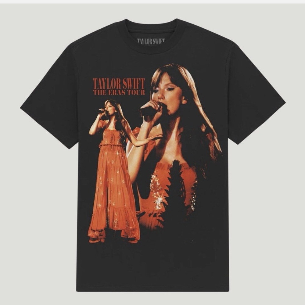 NEW Taylor Swift “The Eras Tour” Black Tee with Orange Stage Portraits | Size 2X